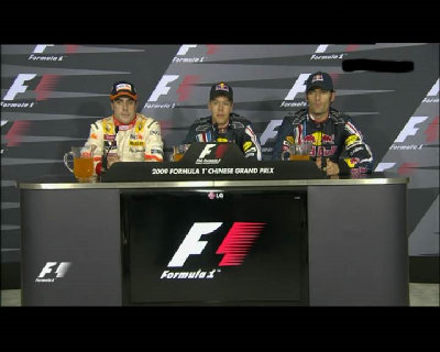 Vettel, Alonso und Webber in der Pressekonferenz