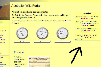 Wiki Portal mit Kalenderauszug
